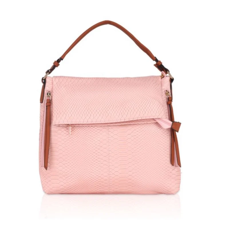 Women's Faux Leather Textured?Sling Bag (Pink)