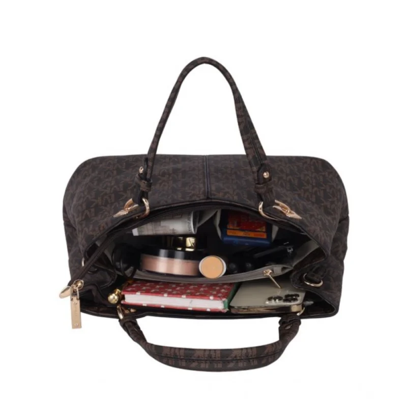 Alternative view of Women's Faux Leather Printed Handheld Bag (Brown)