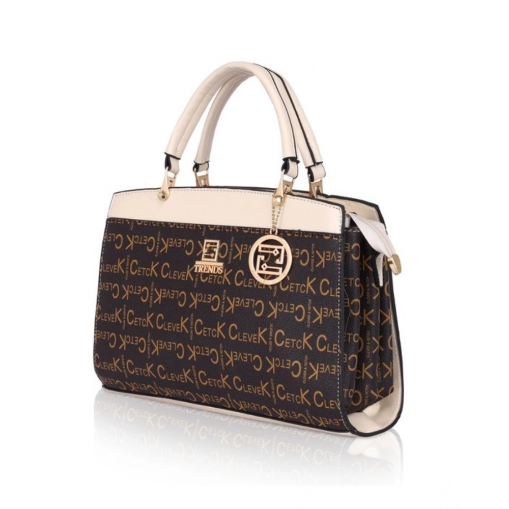 Women's Faux Leather Printed Handbag (Beige) - Image 4