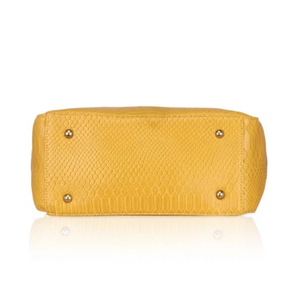 Women's Faux Leather Textured?Tote Bag (Yellow) - Image 3
