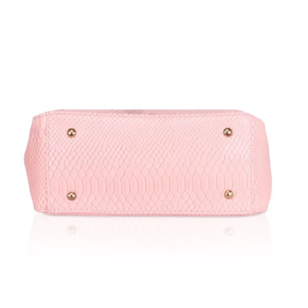 Women's Faux Leather Textured?Tote Bag (Pink) - Image 2