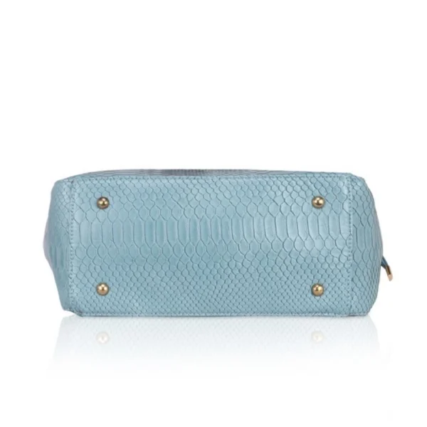 Women's Faux Leather Textured?Tote Bag (Blue) - Image 3
