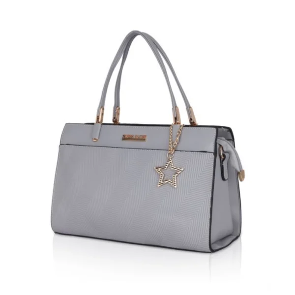 Women's Faux Leather Textured?Adjustable?Long?Belt Handbag (Grey) - Image 5