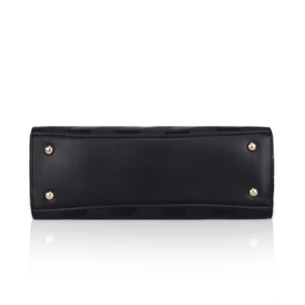 Women's Faux Leather Textured?Adjustable?Long?Belt Handbag (Black) - Image 3