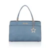 Women's Faux Leather Textured?Adjustable?Long?Belt Handbag (Blue)