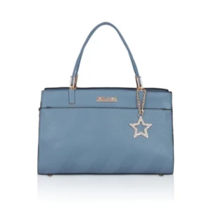 Women's Faux Leather Textured?Adjustable?Long?Belt Handbag (Blue)