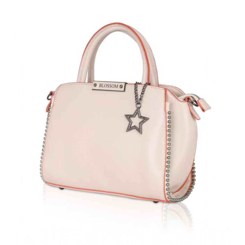 Women's Faux Leather Metal Beads Handbag (Pink) - Image 6