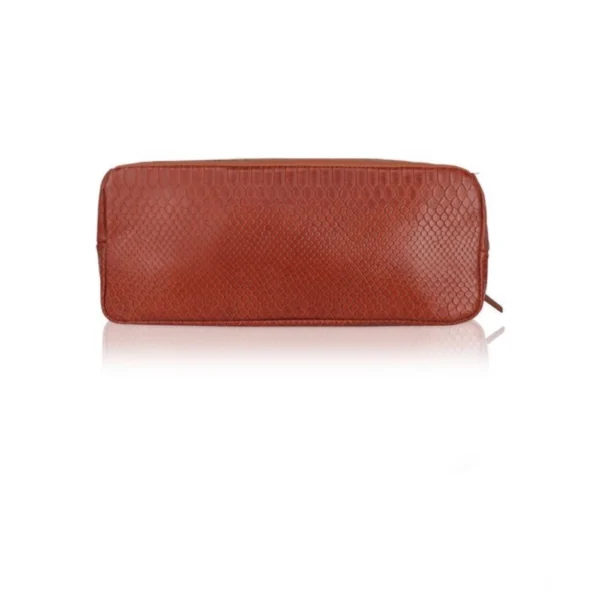 Women's Faux Leather Textured?Tote Bag (Brown) - Image 3
