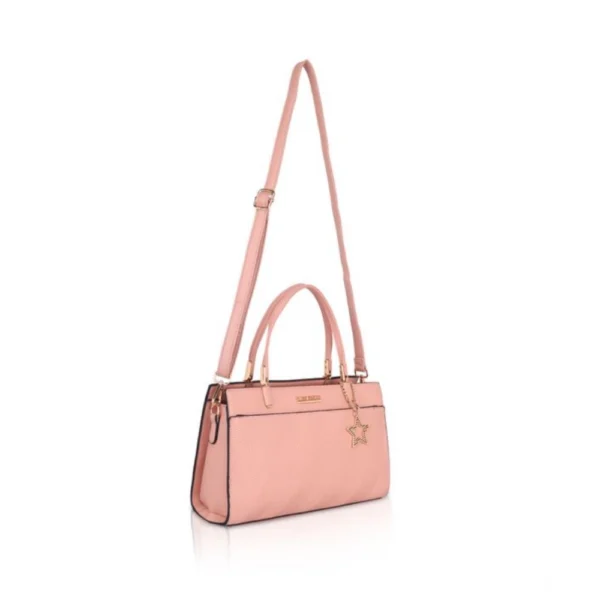 Women's Faux Leather Textured?Adjustable?Long?Belt Handbag (Pink) - Image 2