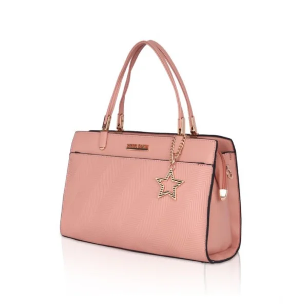 Women's Faux Leather Textured?Adjustable?Long?Belt Handbag (Pink) - Image 6