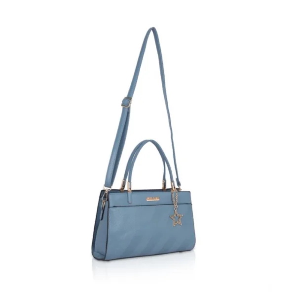 Women's Faux Leather Textured?Adjustable?Long?Belt Handbag (Blue) - Image 2