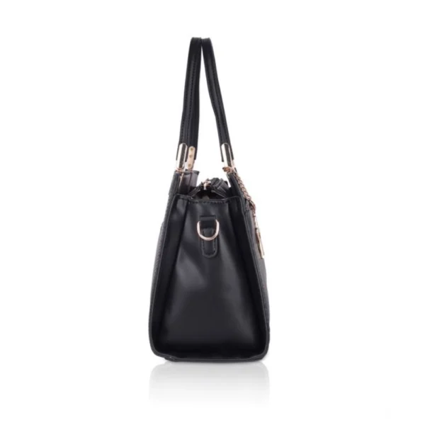 Women's Faux Leather Textured?Adjustable?Long?Belt Handbag (Black) - Image 6
