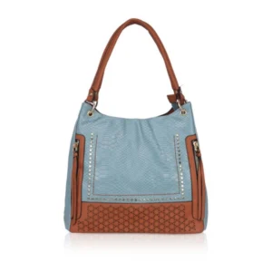 Women's Faux Leather Textured?Tote Bag (Grey)