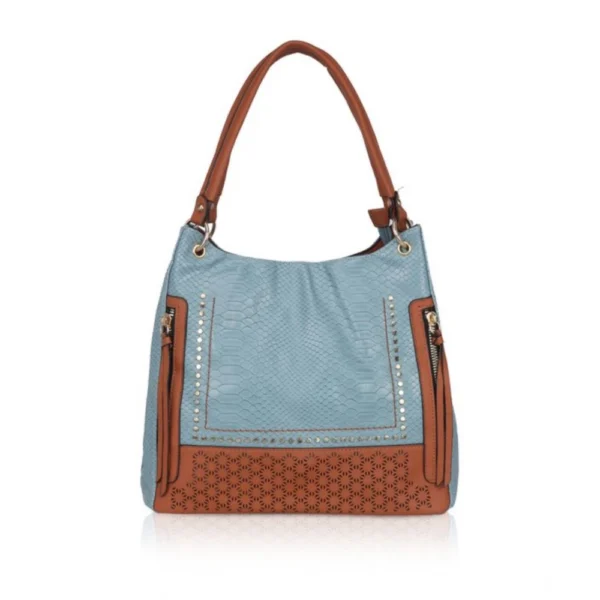 Women's Faux Leather Textured?Tote Bag (Grey)