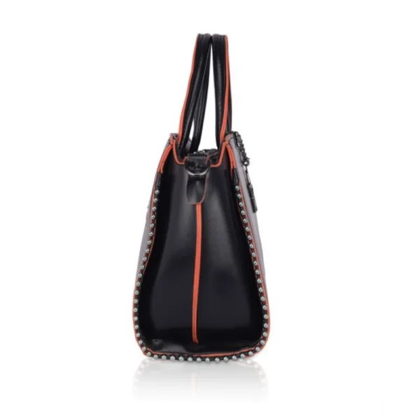 Generic Women's Faux Leather Metal Beads Handbag (Black) - Image 5