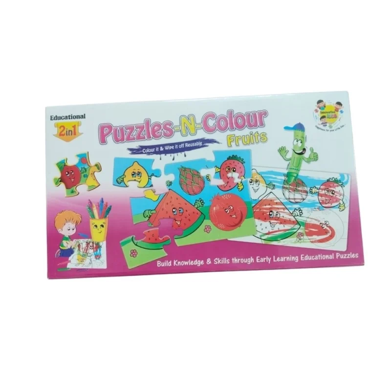2 In 1 Puzzle & ColorsFtruit |   Cardboard  |   Educational Toys| 3+ Years