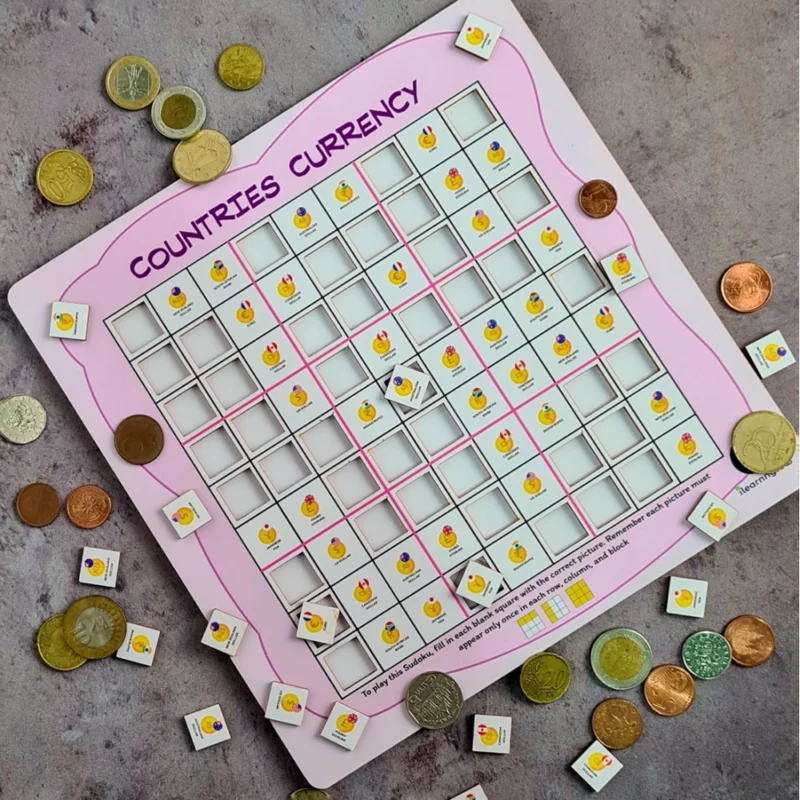 Alternative view of Generic Countries- Currency Wooden Puzzle Game Toys (MultiColor)