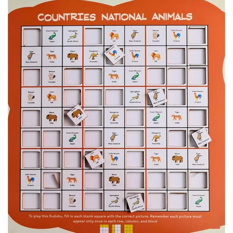 Alternative view of Generic Countries- National Animal Wooden Puzzle Game Toys (MultiColor)