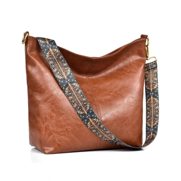 Women's PU Leather Medium Sling bag Zipper Handbag (Brown) - Image 3