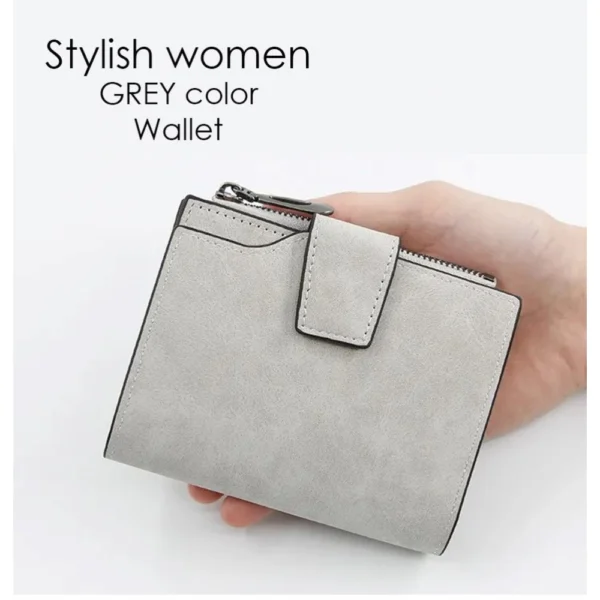 Generic Women's Vegan Leather Small Zipper Wallet (Grey) - Image 3