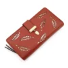 Generic Women's Faux Leather Medium Snap Button Wallet (Brown)