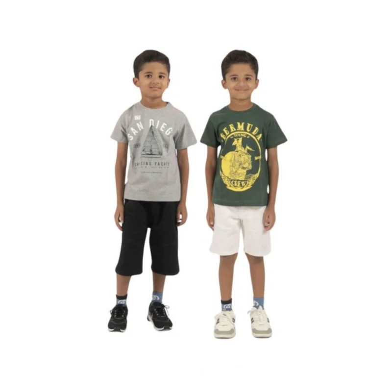 Generic Pack of 2 Boy's Cotton Printed Short Sleeve T-Shirt's (Multicolor)