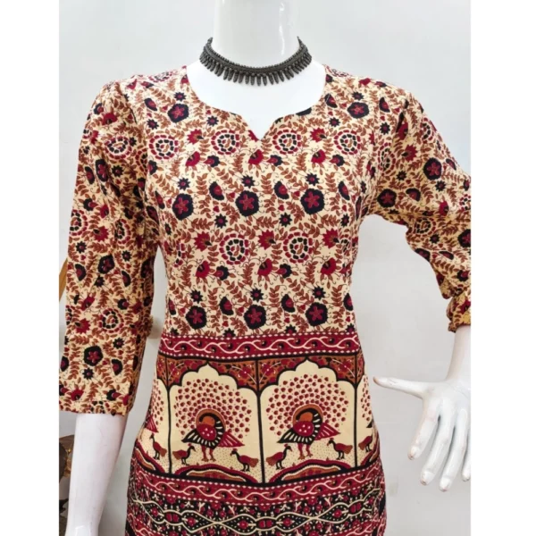Women's Cotton Jaipuri Printed 3-4th Sleeve Co ord Set (Multicolor) - Image 4