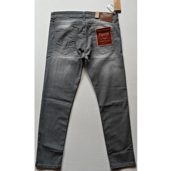 Men's Cotton Blended Solid Tapered Jeans (Grey) - Image 2