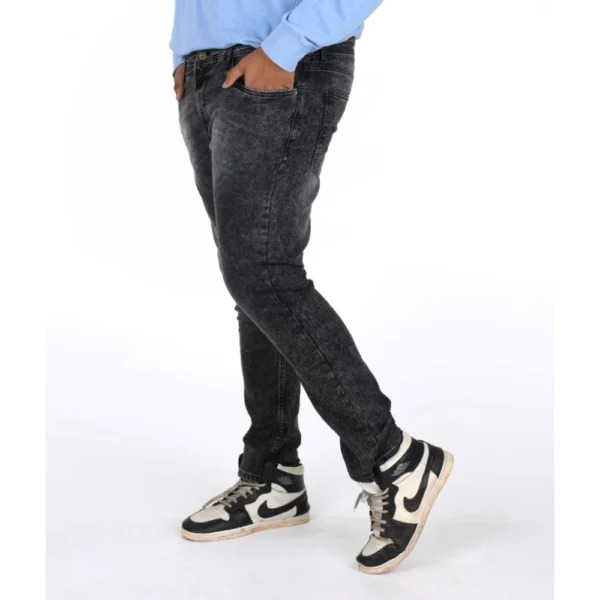 Men's Cotton Blended Solid Plus Size Jeans (Grey) - Image 4