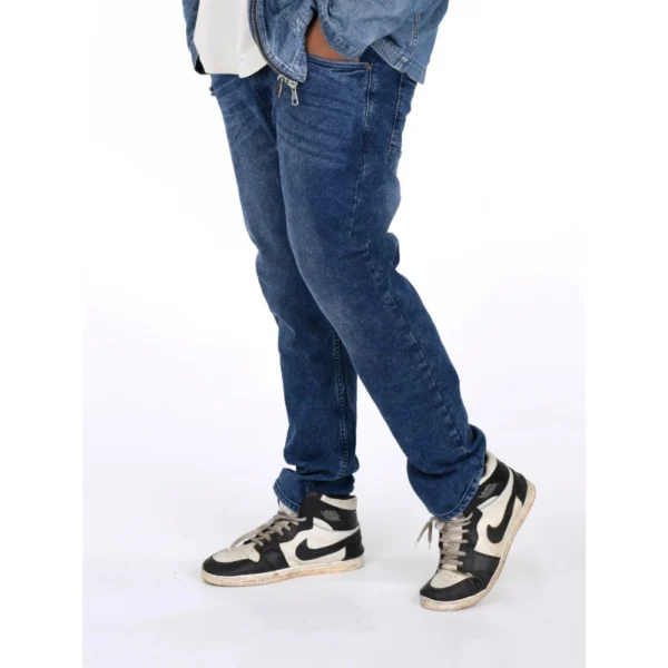 Men's Cotton Blended Solid Plus Size Jeans (Blue) - Image 3
