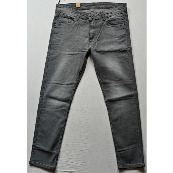 Men's Cotton Blended Solid Tapered Jeans (Grey)