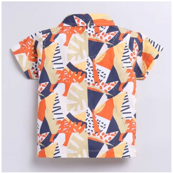Boy's Lycra Blend Printed Short Sleeve Shirt and Shorts Set (MultiColor) - Image 3