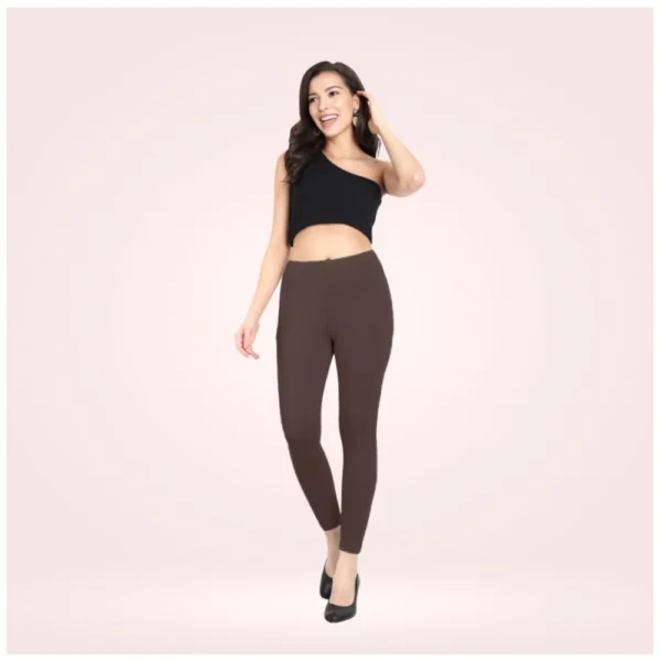 Generic Women's Cotton Blended Solid Ankle legging (Brown)
