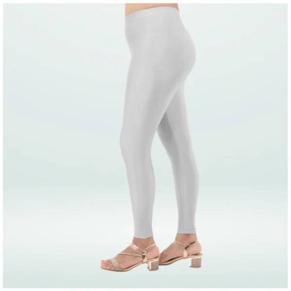 Generic Women's Cotton Blended Solid Shimmer Ankle leggings (Silver) - Image 3