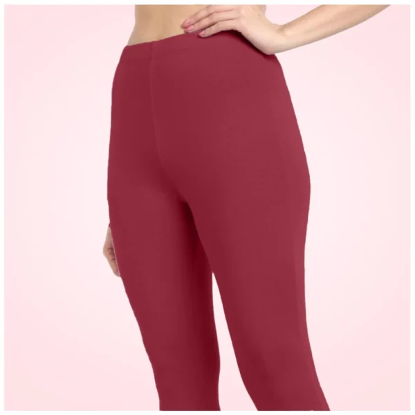 Generic Women's Cotton Blended Solid Ankle legging (Red Maroon) - Image 3