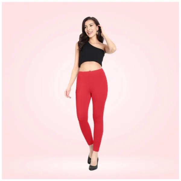 Generic Women's Cotton Blended Solid Ankle legging (Red)