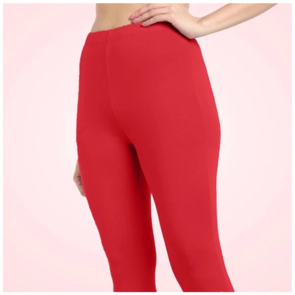Generic Women's Cotton Blended Solid Ankle legging (Red) - Image 2