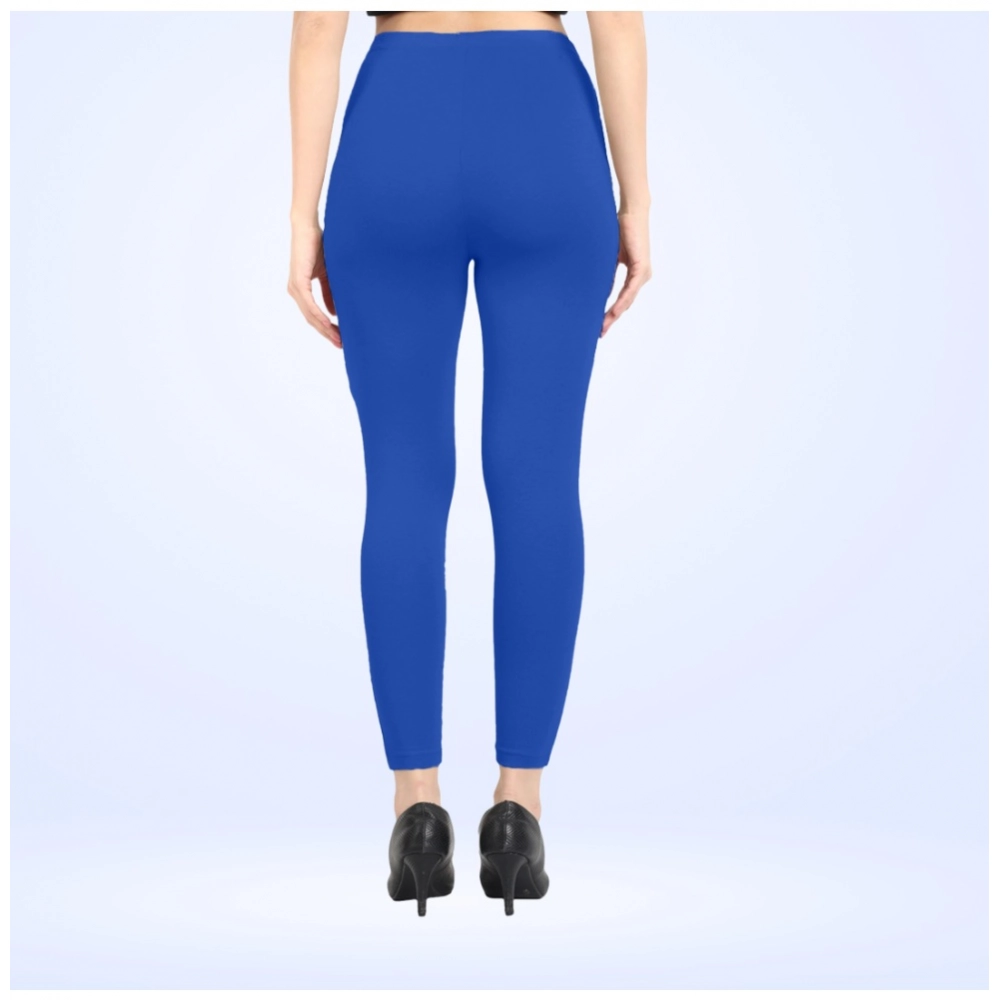 Women's Cotton Blended Solid Ankle legging (Royal Blue) - Image 4