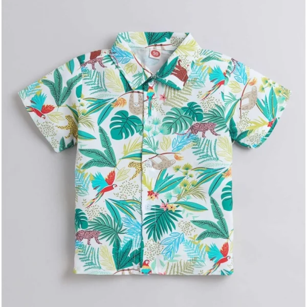 Generic Boy's Lycra Blend Printed Short Sleeve Shirt and Shorts Set (MultiColor) - Image 2