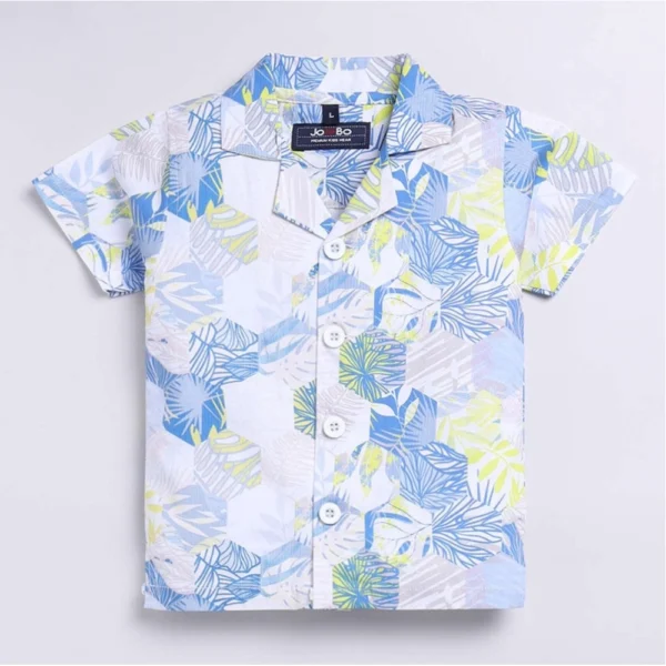 Boy's Cotton Blend Printed Short Sleeve Shirt and Shorts Set (MultiColor) - Image 4