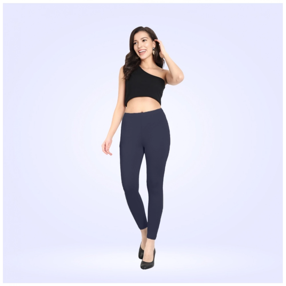 Women's Cotton Blended Solid Ankle legging (Navy)