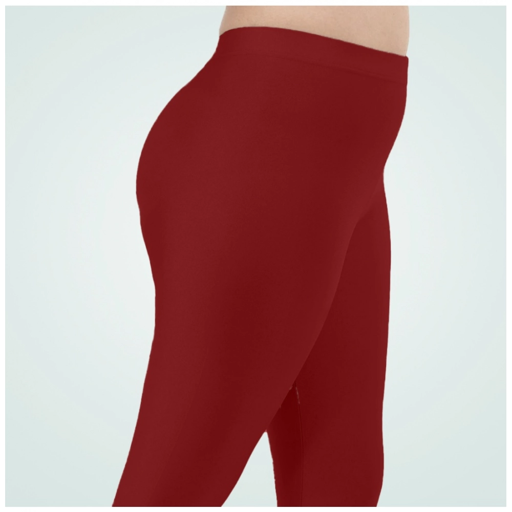 Women's Cotton Blended Solid Shimmer Ankle leggings (Maroon) - Image 5