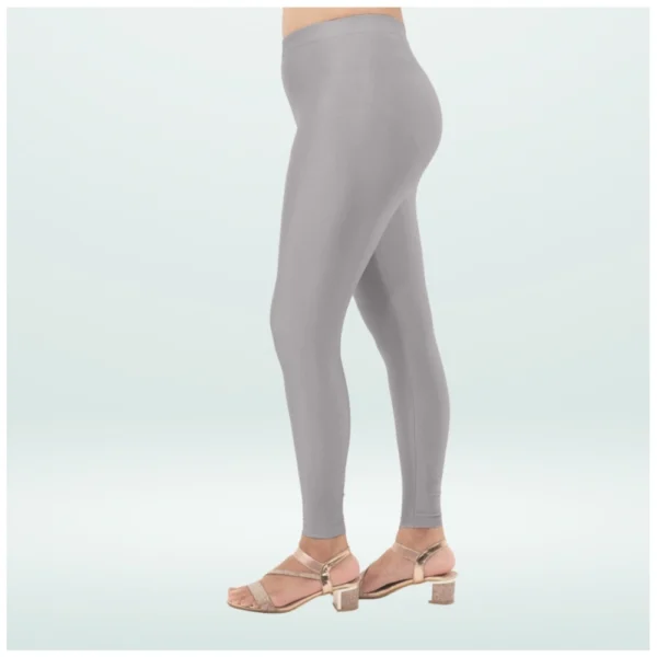 Generic Women's Cotton Blended Solid Shimmer Ankle leggings (Silver Gray) - Image 3