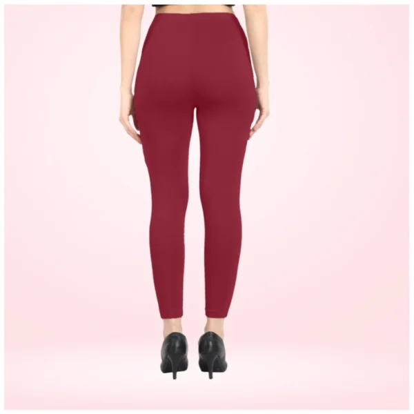 Generic Women's Cotton Blended Solid Ankle legging (Red Maroon) - Image 4