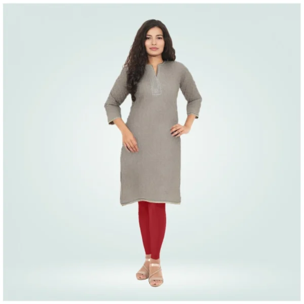 Generic Women's Cotton Blended Solid Shimmer Ankle leggings (Red Maroon)