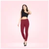 Generic Women's Cotton Blended Solid Ankle legging (Red Maroon)