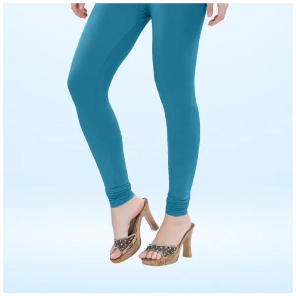 Generic Women's Cotton Blended Solid Churidar leggings (Blue) - Image 3