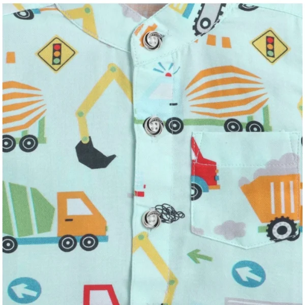 Generic Boy's Cotton Blend Printed Short Sleeve Shirt and Shorts Set (MultiColor) - Image 3