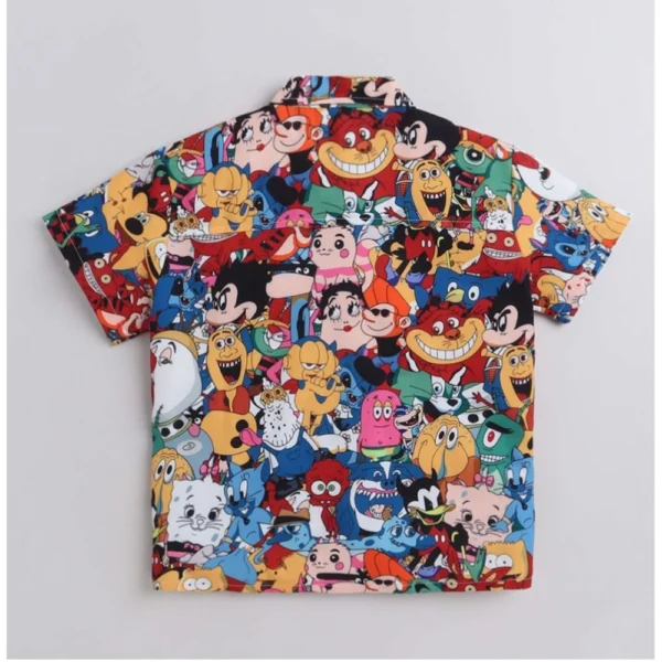 Boy's Lycra Blend Printed Short Sleeve Shirt and Shorts Set (MultiColor) - Image 4
