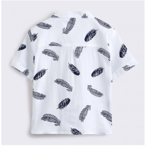 Boy's Cotton Blend Printed Short Sleeve Shirt and Shorts Set (White) - Image 3